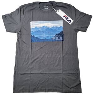 Fila Mountain Vista Graphic T Shirt Men M Dk‎ Grey Heather Cotton Short Sleeve